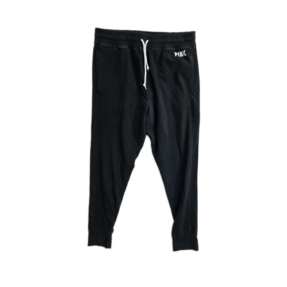 PINK Victoria's Secret Women's Joggers  XL Black  Cotton Blend  Drawstrings
